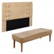 Kit Cabeceira e Calçadeira Recamier Solteiro 0,90m Gênova Suede Bege - Pallazio