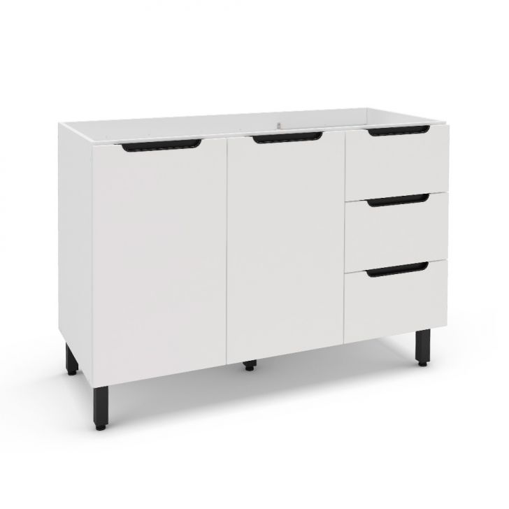 Balcão De Cozinha Meena Sem Tampo 2 Portas 3 Gavetas Branco
