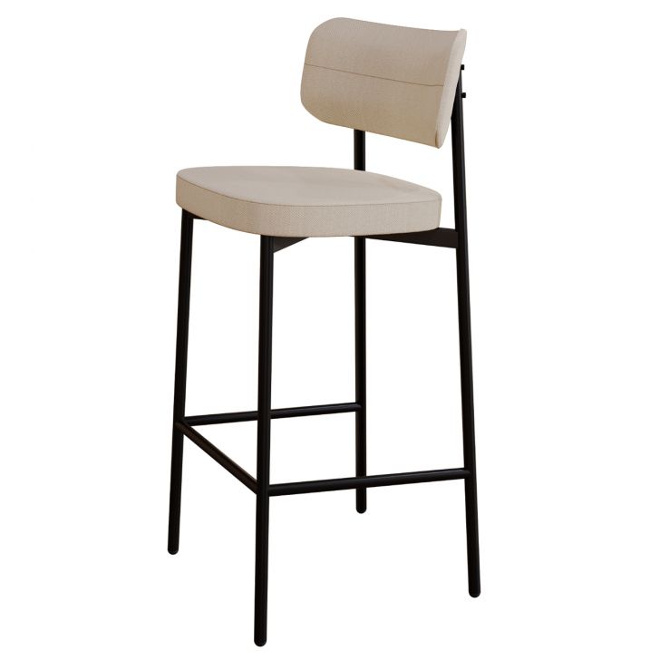 Banqueta Alta Bar Estofada Ella M25 Linho Areia - Mpozenato