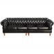 Sofá Chesterfield 4 Lugares Duquesa Vintage Retrô Capitonê Couro Preto