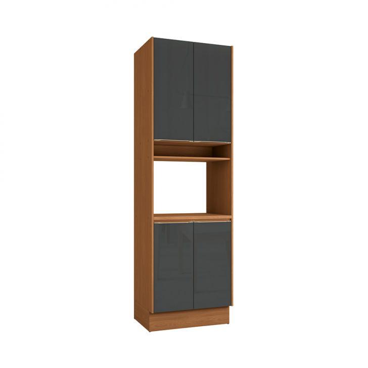 Paneleiro com Nicho Vibra 4 Portas Canela e Grafite