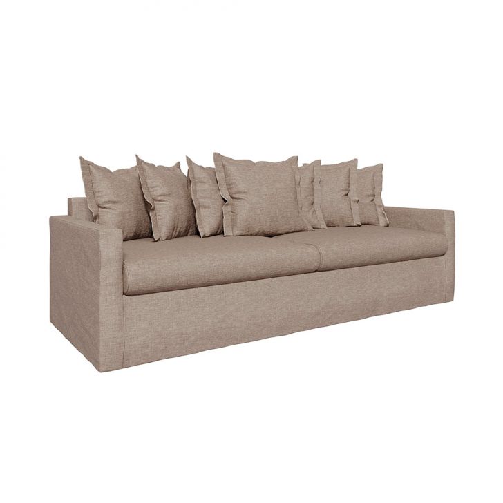 Image of Sofá 3 Lugares Enseada Com Capa Removível Linho Bege Claro 240 Cm PLA-MO895UP51HXSMOB