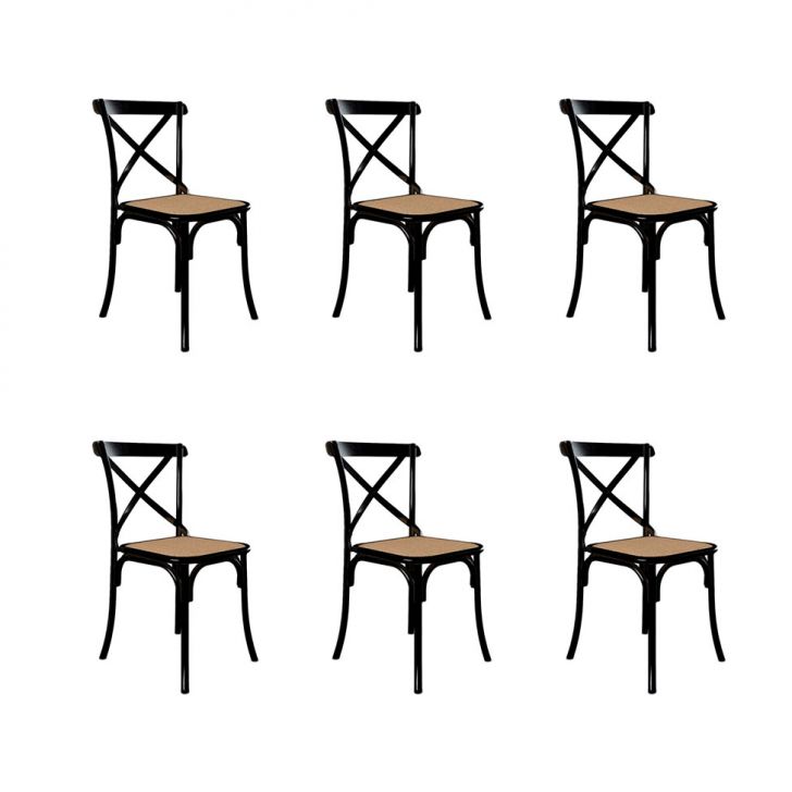 Conjunto com 6 Cadeiras de Jantar Katrina Preta