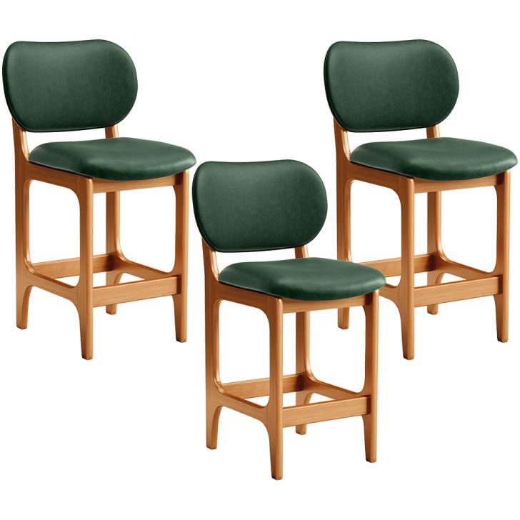 Kit 03 Banquetas Baixa Bar Cozinha E Sala De Jantar Fixa Betta L02 Imbuia Facto Verde Musgo - Lyam Decor