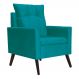 Poltrona Para Sala Ligia Suede Azul Turquesa - DS Estofados