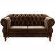 Sofá Chesterfield 2 Lugares Duquesa Vintage Retrô Capitonê Veludo Marrom