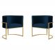 Kit 2 Poltronas Decorativa Sala de Estar Luana Base Gold Veludo Azul Marinho - Montanaris Decor