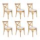 Conjunto 6 Cadeiras de Jantar X Espanha Estofada Amêndoa e Linho Off White - Wood Prime 59010