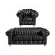 Conjunto Sofá 3 Lugares Chesterfield Capitonê E Poltrona Luís Xv - Couríssimo Preto