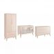 Dormitório Theo 2 Portas e Cômoda 1 Porta Rosa com Pés Madeira Natural - Reller Móveis