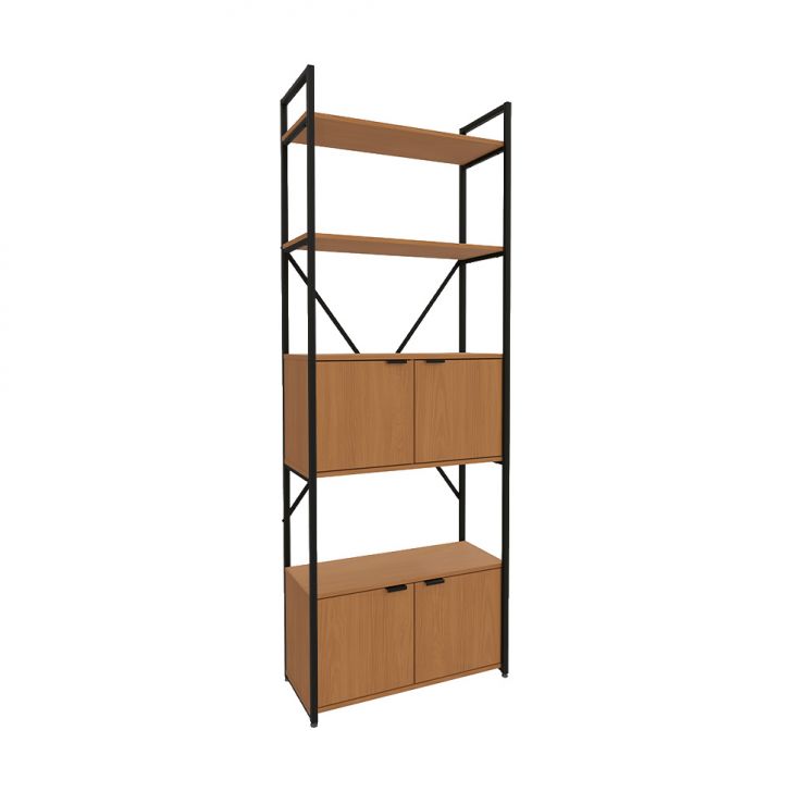 Estante Goya 4 Portas Canela e Preta