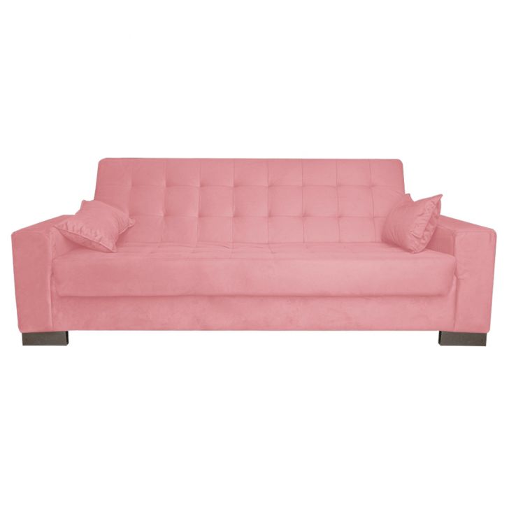 Sofá Cama 2 Lugares para Sala de Estar Lisboa Suede Rosê - D'Rossi