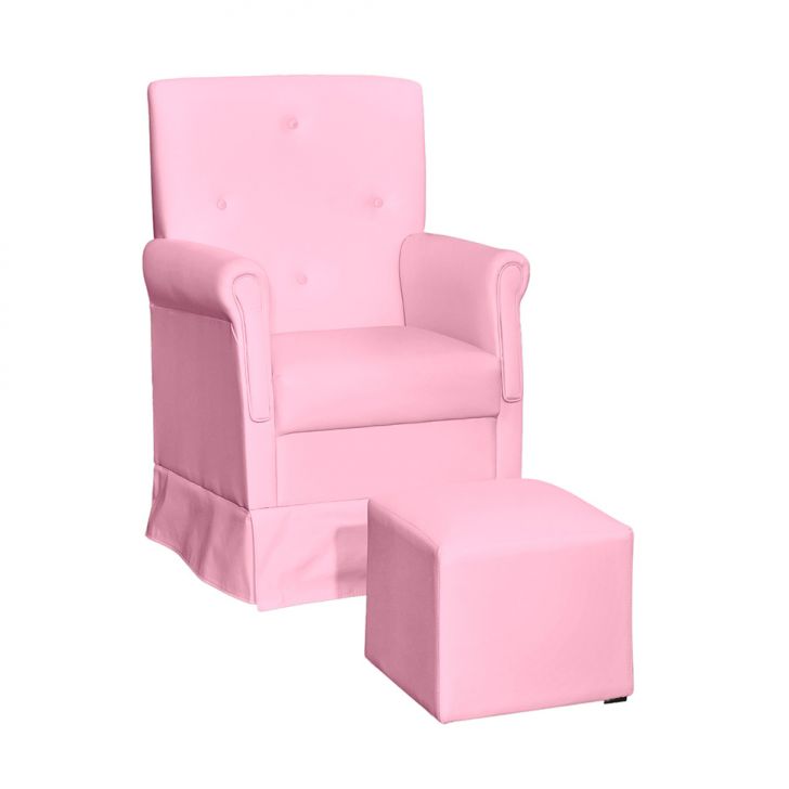 Poltrona para Amamentação Balanço com Puff Suzi Revestimento Sintético Rosa