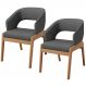 Kit 02 Cadeiras de Jantar e Estar Living Estofada Lince L02 Linho Cinza Escuro - Lyam Decor