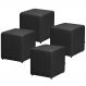 Kit 04 Puffs Quadrado L02 Decorativo Corino Preto - Lyam Decor