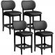 Kit 04 Banquetas Baixa Bar Cozinha E Sala De Jantar Fixa Betta L02 Couríssimo Preto - Lyam Decor