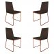 Kit 4 Cadeiras de Jantar Estofada Lille Base Bronze Veludo Marrom - Montanaris Decor