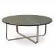 Mesa de Centro Redonda Alta Para Sala Pés Industrial Amin L06 Couro Verde - Lyam Decor
