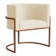 Poltrona Decorativa Luana Base Bronze Veludo Bege - Montanaris Decor