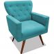Poltrona Decorativa Julieta Pés Madeira Suede Turquesa