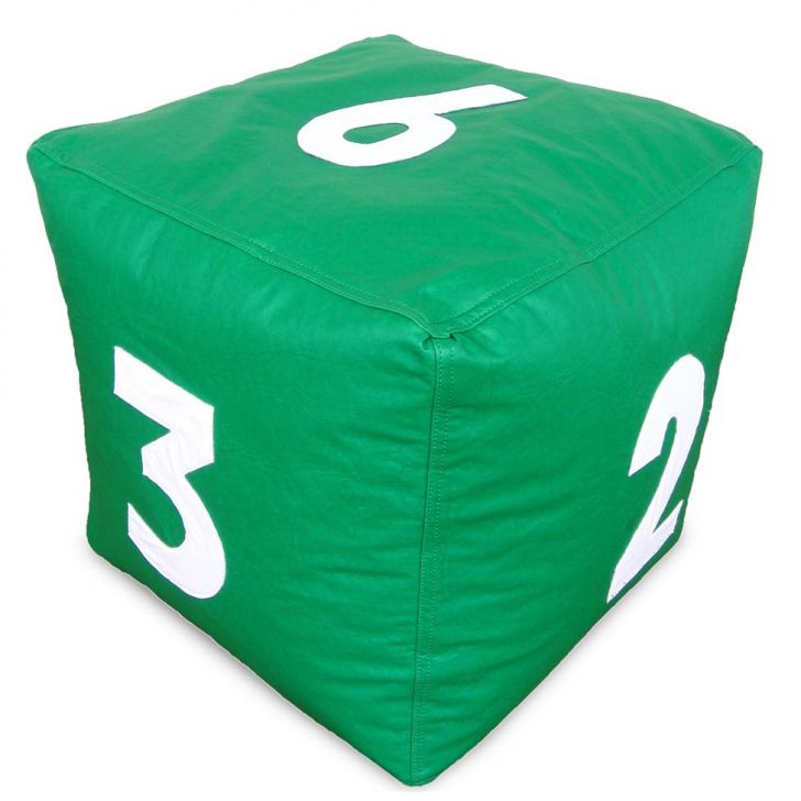 Puff Infantil Dado Grande Em Verde Com Números Brancos