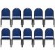 Kit 10 Cadeiras Hoteleiras Auditório Empilhável Linho M23 Azul - Mpozenato