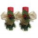 Kit 2 Velas Vermelhas Decorativas Para Natal Com Laço Dourado e Fruta