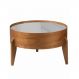 Mesa de Centro Anna com Tampo Off White 50 cm e Pés em Madeira