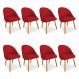 Kit 08 Cadeiras Jantar Bela Suede Vermelho Pés Palito Castanho - Pallazio