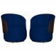 Kit 02 Poltronas Orgânico Beatriz Veludo Azul Marinho Com Composê Corino Marrom