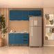 Cozinha Compacta sem Tampo Meena 6 Portas 3 Gavetas Azul e Branca