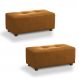 Kit 2 Puffs Decorativos Merlin Sala de Estar Couro Caramelo Manchado G88 - Gran Belo