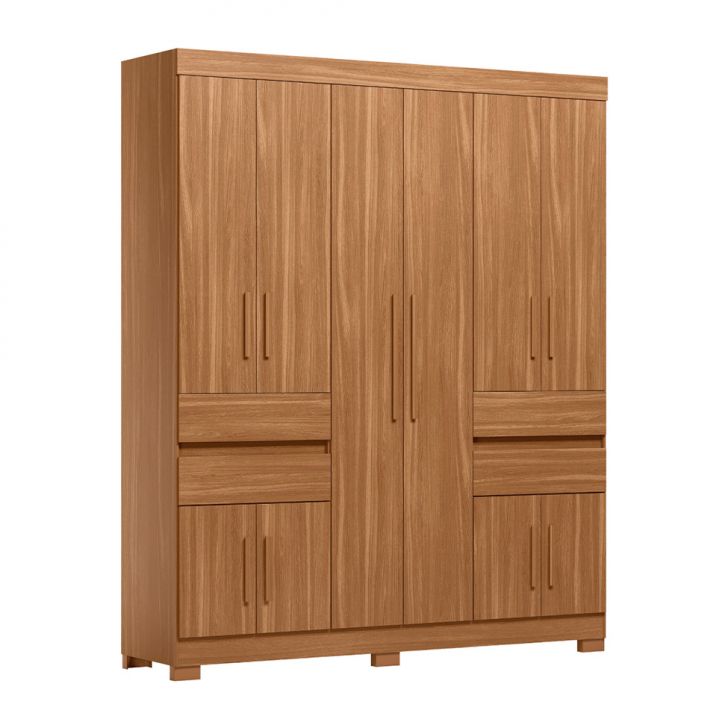Guarda-roupa Casal Vizanno 10 Portas 4 Gavetas Amêndola Touch