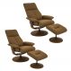 Kit 2 Poltronas de Massagem Reclinável e Giratória Arizona com Apoio de Pés Pu Caramelo G56 - Gran Belo