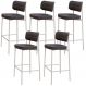 Kit 05 Banquetas Alta Bar Cozinha Sala De Jantar Aço Branco Kaira C01 Linho Preto - Lyam Decor