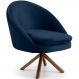 Poltrona Decorativa Base Giratória de Madeira Rafa D02 Veludo Azul Oxford C-304 - Lyam Decor