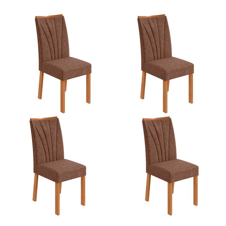 Conjunto com 4 Cadeiras Apogeu Revestimento Sintético Avelã e Amêndoa