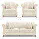 Kit 2 Poltronas e Sofá Living 2 Lugares 1,60m Vênus Linho Natural Pés Castanho - Pallazio