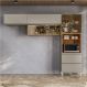 Armário de Cozinha Compacta com Vidro Reflecta Proença 5 Portas 2 Gavetas Nogueira e Nude