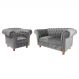 Conjunto Sofa Namoradeira Chesterfield Capitone Luis XV Suede Cinza / decoracao, sala tv estar, recepcao