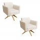 Kit 02 Poltronas Giratória Marisa Suede Bege Base Madeira MA30 D'Rossi