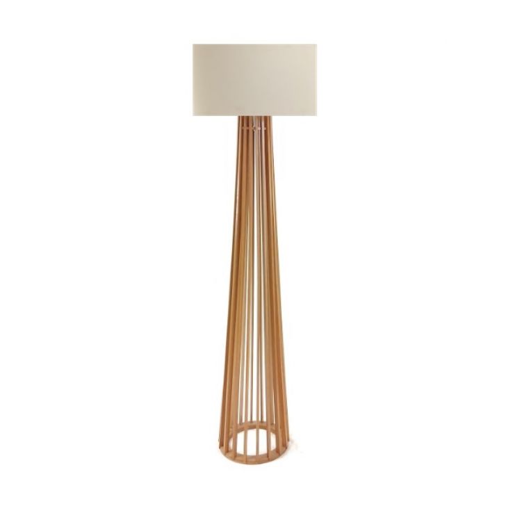 Luminária de Chão, Piso, Ripada Premium Cúpula Tecido Cru