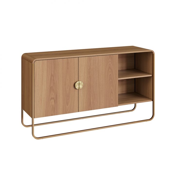 Buffet Luna 2 Portas Hanover e Dourado 135 cm