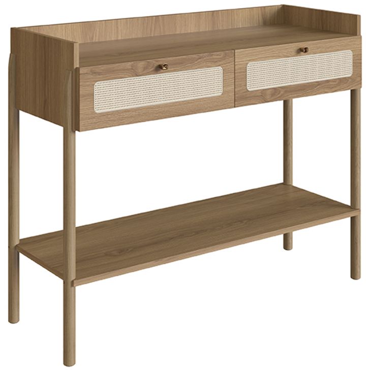 Aparador Para Sala de Estar 2 Gavetas Pés Madeira Moss A03 Hanover Roble - Lyam Decor