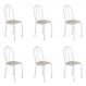 Kit 6 Cadeiras de Cozinha Califórnia Estampado Rattan Bege Pés de Ferro Branco - Pallazio