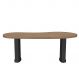 Mesa para Escritório com Tampo Curvado e Pés Ripados Nogal/Preto
