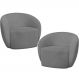 Kit 02 Poltronas Decorativas Para Sala de Estar Living Gliese K01 Bouclê Cinza - Lyam Decor