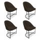 Kit 04 Cadeiras Poltrona de Jantar Bela Suede Marrom Base Metálica Industrial Preto - Pallazio