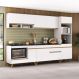 Cozinha Modulada Completa Compacta 5 Pçs com Balcão para Cooktop Veneza Multimóveis MP2268 Branco/Dourado