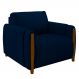 Poltrona Decorativa Pés Madeira Maceió Veludo Azul Marinho G45 - Gran Belo